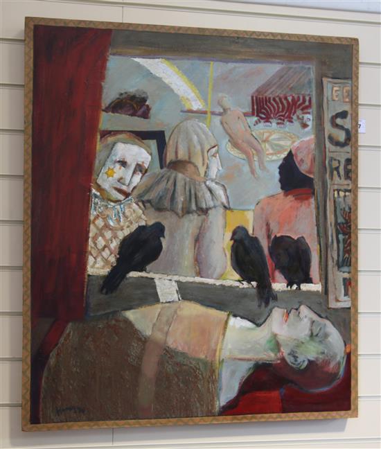 Hardy Botha (1947-) Death of a clown 34.75 x 30in., unframed